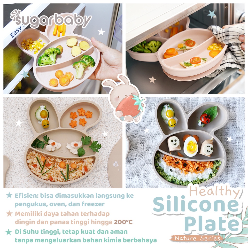 Sugar baby Healthy Silicone Plate Nature Series Piring Makan Bayi Mpasi Silikon