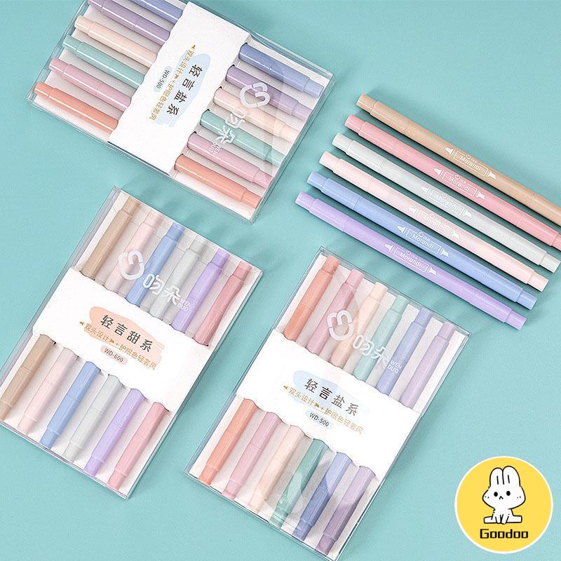 6PCS/Set Spidol Highlighter/ Colour Pen/ Journal Marker Pen/ Double Side Pen Sekolah Alat Tulis Murah -Doo