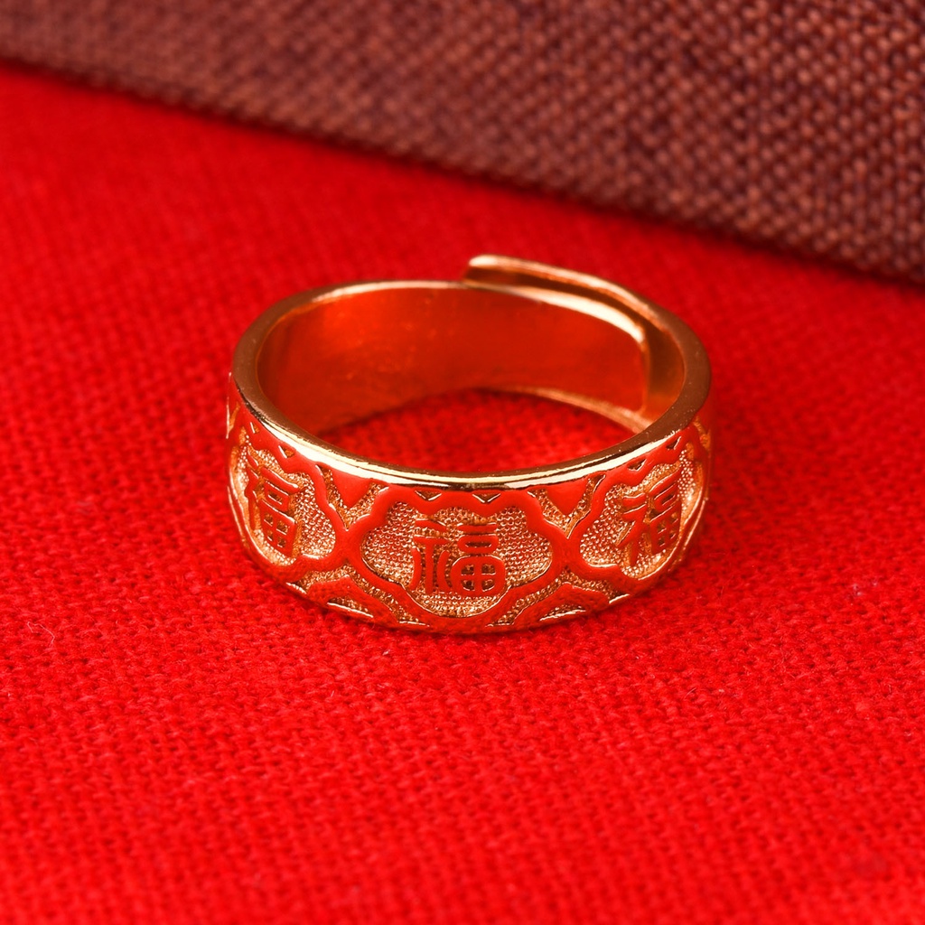 Cincin Emas Emas Asli Kadar 375Model Terbuka Dapat Disesuaikan Untuk Pernikahan