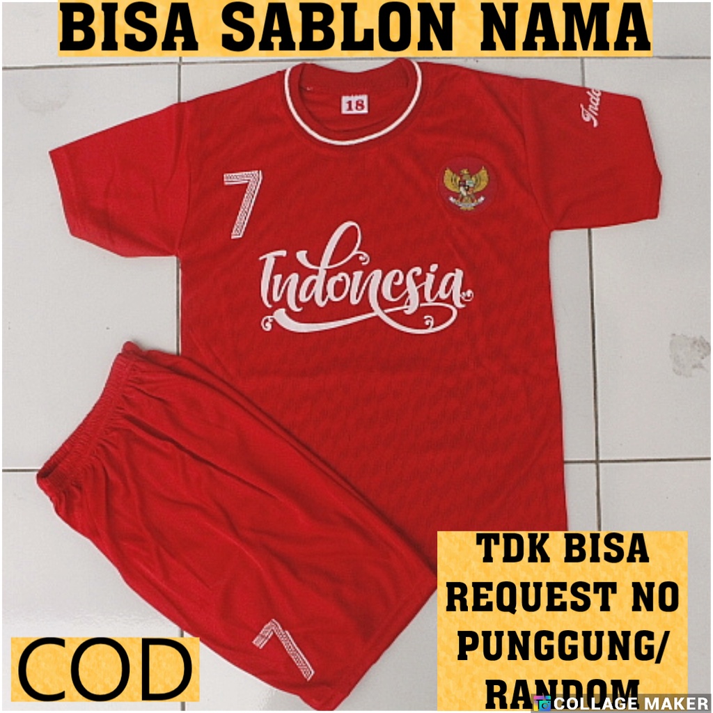 Setelan baju bola timnas indonesia 1-14thn