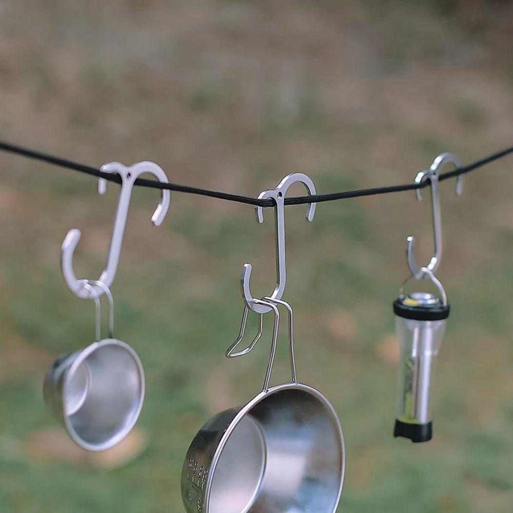 Lanfy Gantungan Hook Portable Ringan Stainless Steel CampingHooks Rak Penyimpanan Berkemah Luar Ruangan Bentuk S Cakar Hook