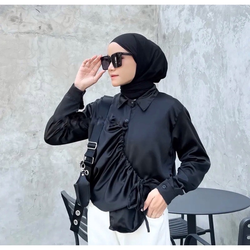 RD FASHION - SILFA KEMEJA SERUT / Vizqya Blouse / Top Shirt Serut Wanita Terlaris / Kemeja Wanita Lengan Panjang