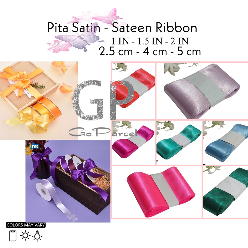 ( 3 Meter ) PITA SATIN IMPORT 25MM 40MM 50MM / PITA KADO 1IN 2,5CM SILK SATEEN GIFT RIBBON 11/2IN 4CM / PITA SATEN 2INCH 5CM