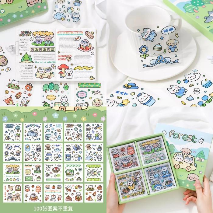 

ic] 100 lembar deco sticker box PVC cute gift kado