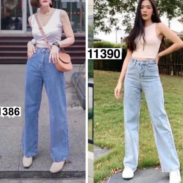➙af Big Sale❋ Highwaist Kulot Jeans Wanita Loose 81
