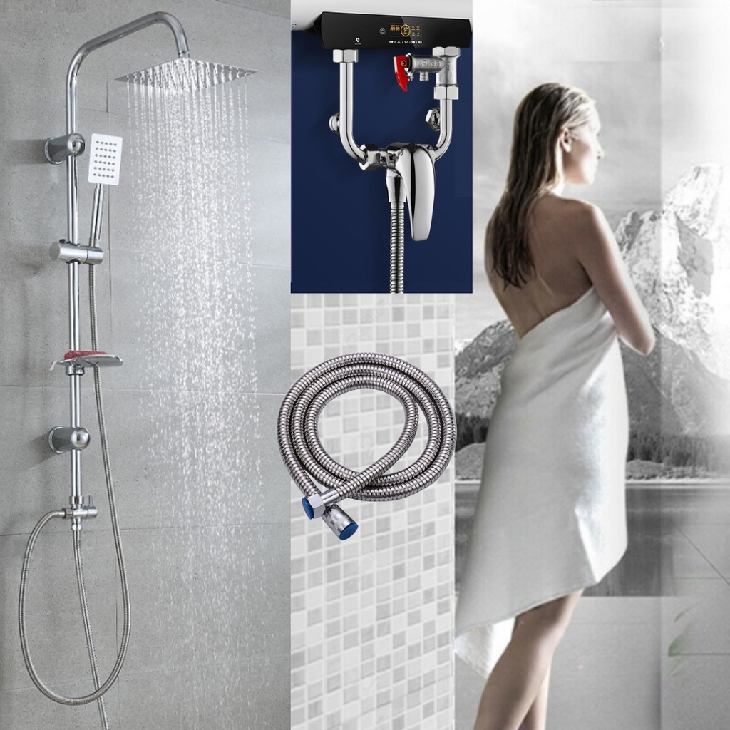 Shower Tiang Set Stainless Steel - Shower Coloum Mandi Plus Kran Cabang Air Dingin saja