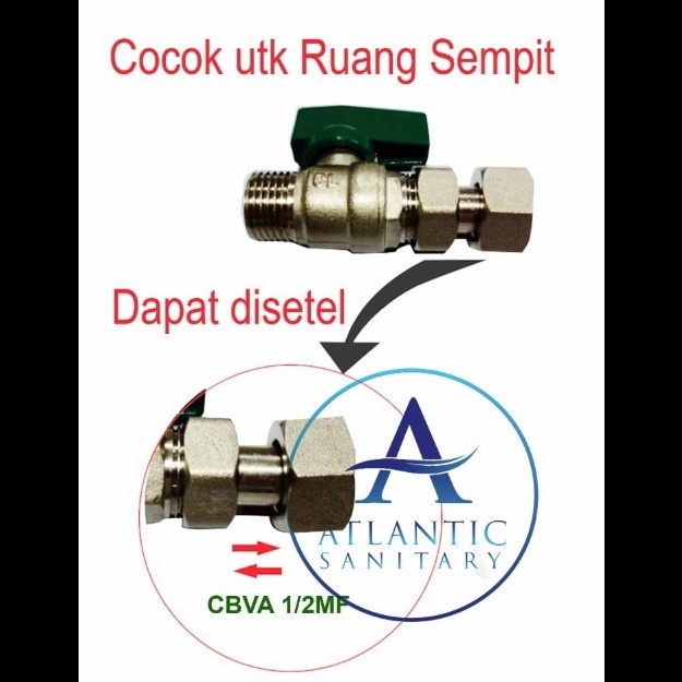 Ball valve drat luar dalam 1/2" ring drat putar