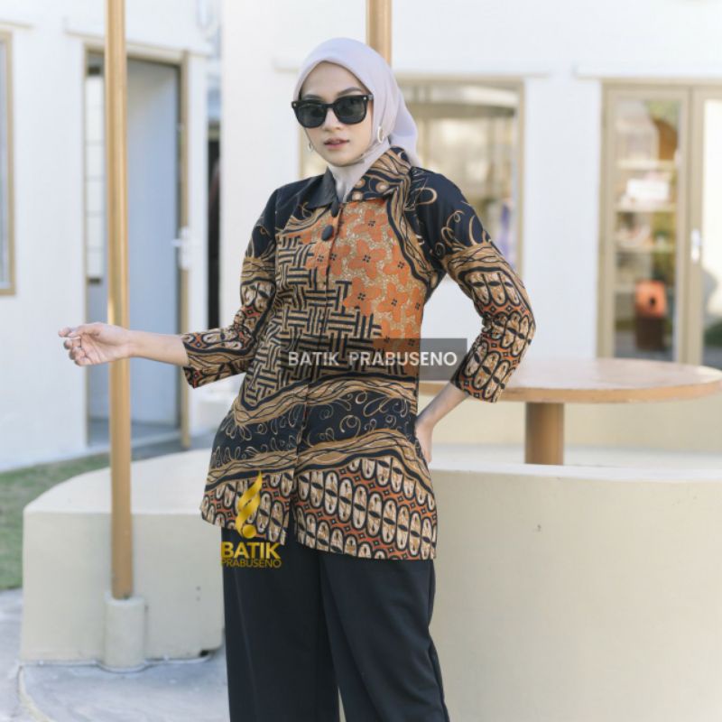 Salimar Tunik Original Eksklusif Batik Wanita Prabuseno Bahan Katun Printing Premium Halus Adem Lapi