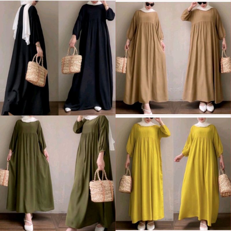 PAKAIAN WANITA GAMIS BAJU WANITA GAMIS JUMBO TANGAN PANJANG BAHAN RAYON PREMIUM LD 120CM NON BUSUI