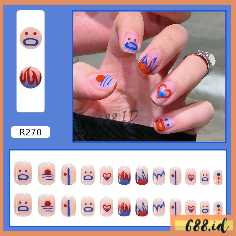 Kuku Palsu set isi 24 Pcs Beserta Lem Nail Art Nail Care Kuku Palsu Cantik Impor Murah untuk Wanita Perempuan Cewek KK 01