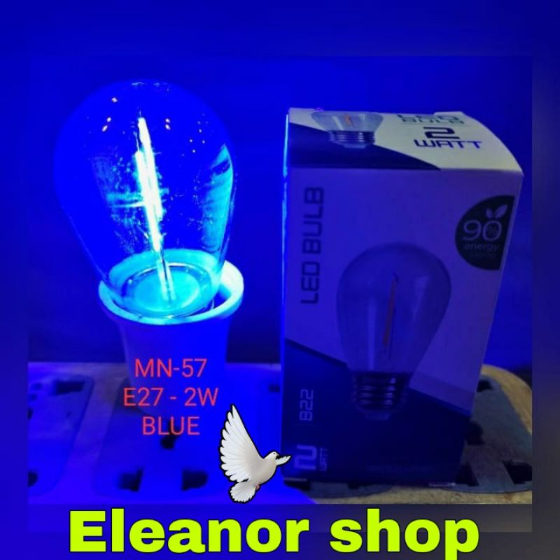 Bohlam Lampu Led Bulb Pijar 2 watt E-27 Cahaya Biru