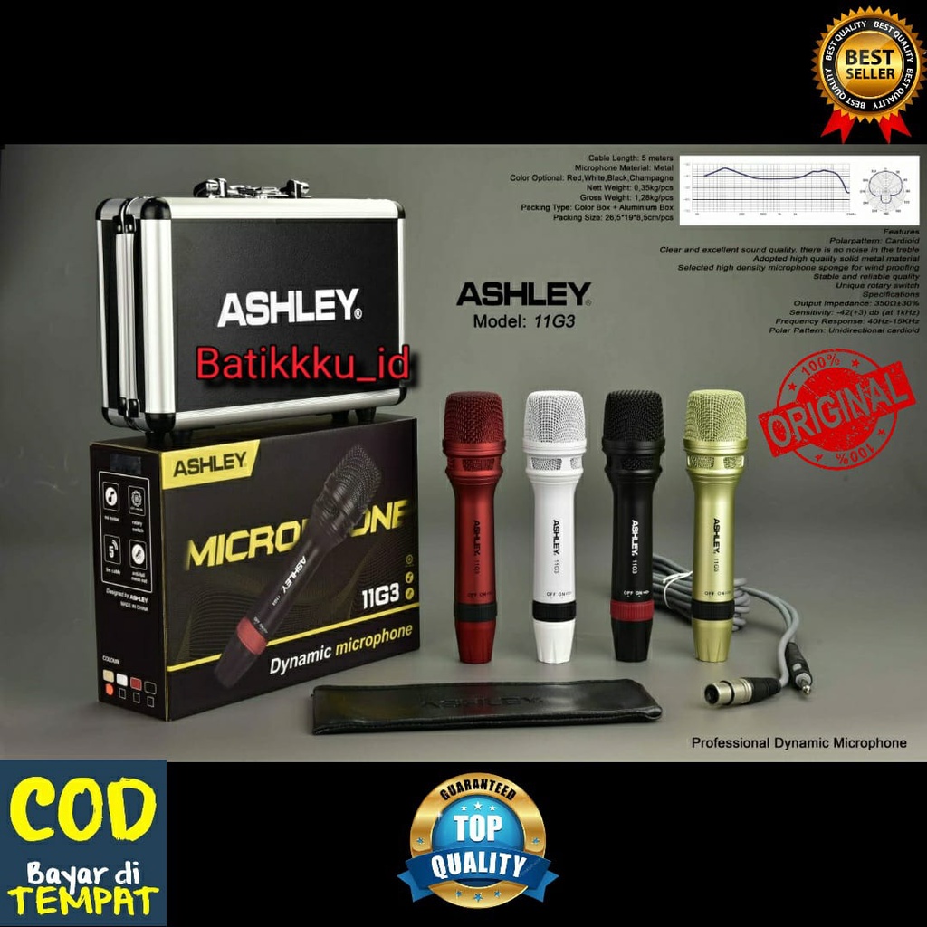 NEW Mic Kabel ASHLEY 11G3 11 G3 11 G 3 ORIGINAL FREE KOPER [terbaik][terlaris]