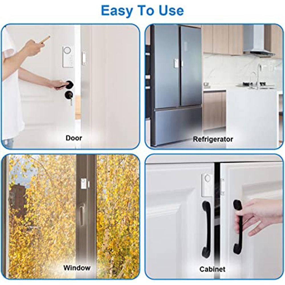 Populer 2Pcs Alarm Pintu Keamanan 4-in-1 Alarm Kulkas Jendela Dapat Disesuaikan Nirkabel