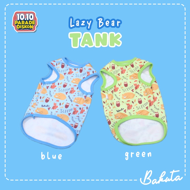 Baju Kucing Model Kaos Motif Tank Lazy Bear Warna Warni (Boleh Request Kombinasi Warna) | Lazy Bear Tank Bakuta