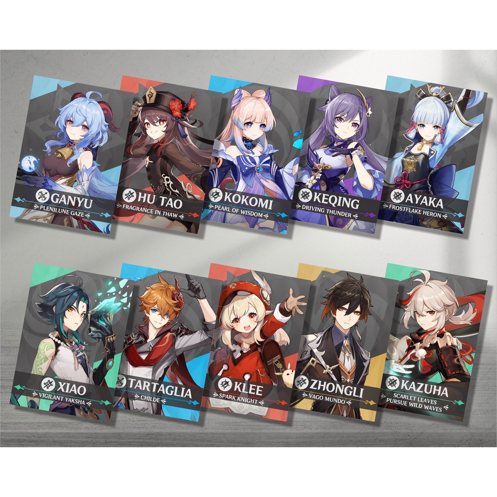 Koleksi Poster A4 Anime Game Genshin Impact B2 - Ayaka Ganyu Eula HuTao Kazuha Keqing Klee Nahida Nilou Shenhe Shinobu Raiden Shogun Xiao Yae Miko Yelan Zhongli