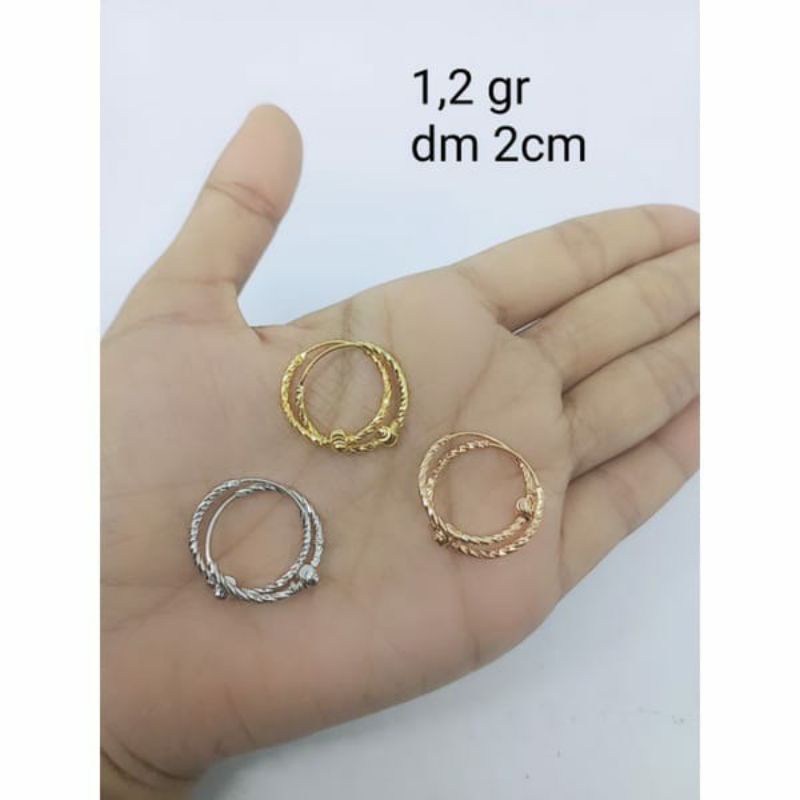 ANTING RING PERAK ASLI SILVER 925 LAPIS EMAS/ ANTING RING GYPSI UKIR + BOLA UKIR / ANTING FASHION WANITA TERBARU