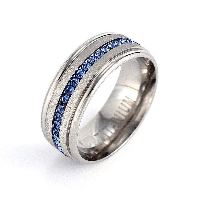 Cincin Sapphire Bahan Stainless Steel Antioksidan Gaya Punk Hipster Untuk Pria