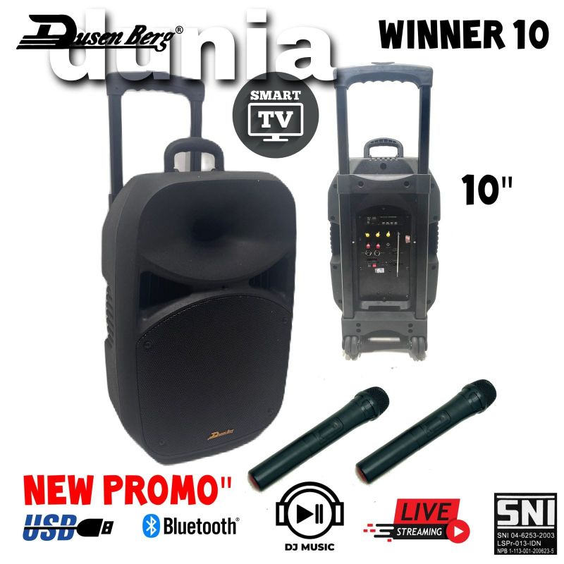 Speaker Portable dusenberg 10 Inch Winner 10 Speaker wireless Karaoke Di Smart Tv Youtube