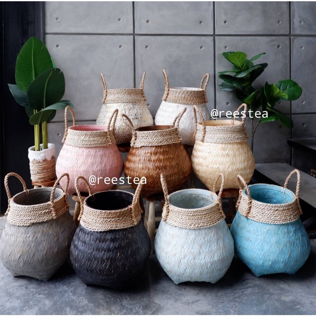 Size M Keranjang Guci Bambu /Cover Pot/Keranjang Bambu / keranjang anyam