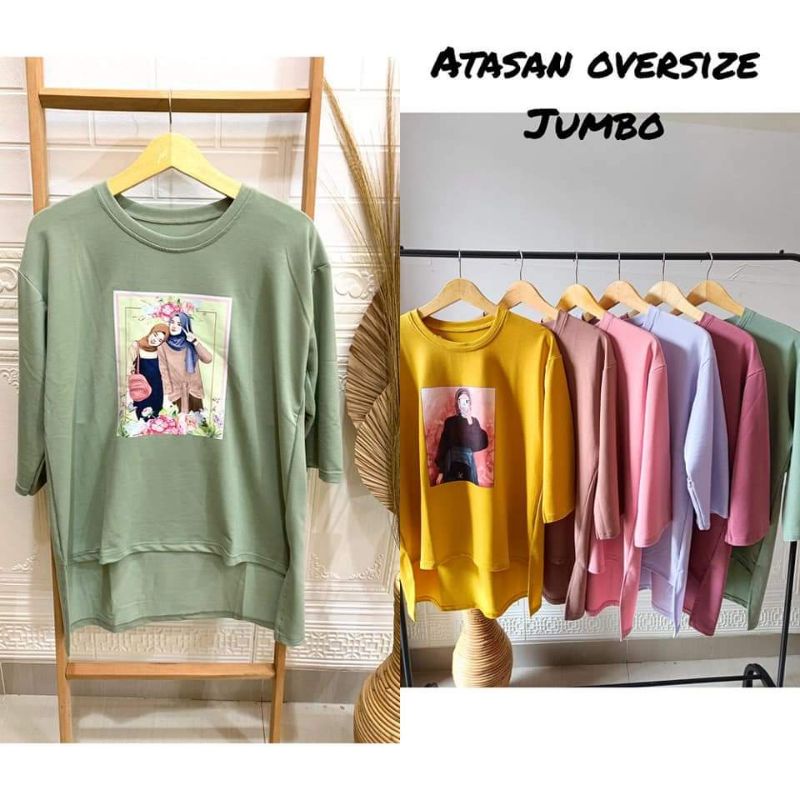 ATASAN OVERSIZE SABLON / ATASAN KAOS VIRAL / KAOS WANITA VIRAL