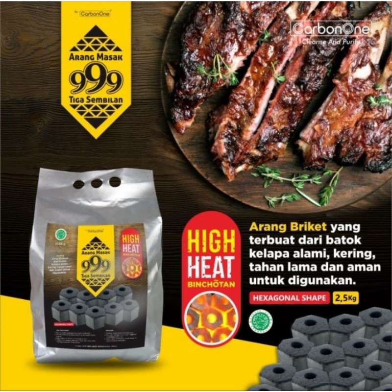 Arang Barbeque High Heat (Arang Hexa Kemasan 2.5 Kg)