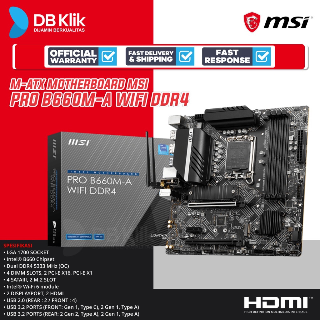 Motherboard MSI PRO B660M-A WIFI DDR4 m-ATX LGA1700 HDMI DP - B660M A