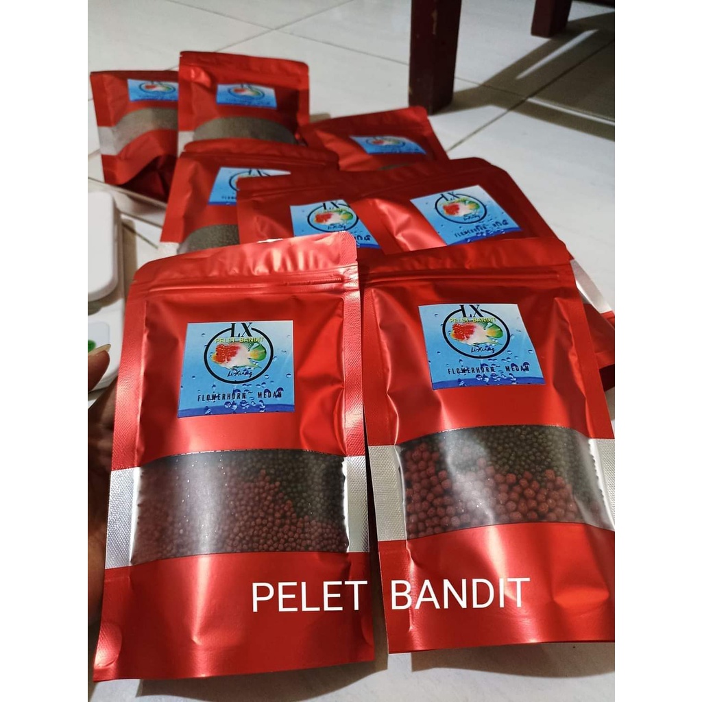 PELET BANDIT BOOSTER MAKANAN PAKAN PELET IKAN HIAS LOUHAN LOHAN (SIZE M/S 100gr ) UNTUK WARNA,CORAK,