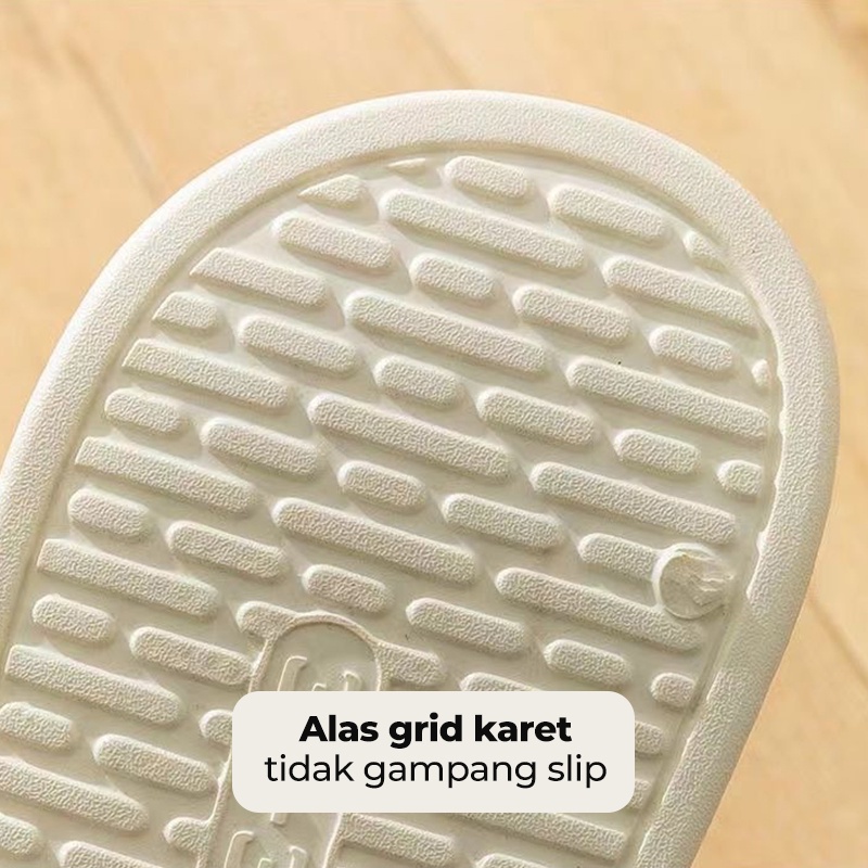 Dejavu Sendal Wanita Terbaru Jelly Karet Sandal Slop Flat Rumahan Empuk Elastis Sendal Anti Slip HSN109-4