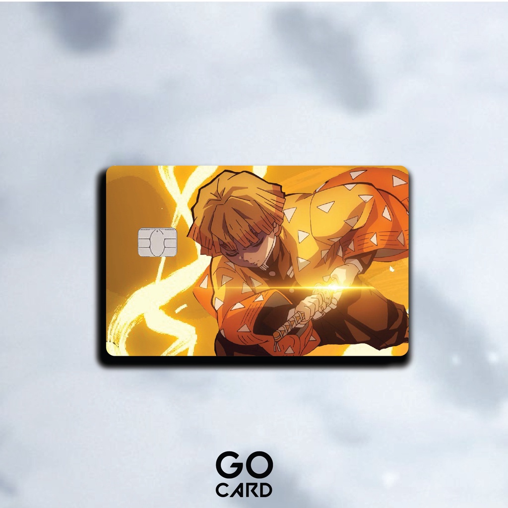 

Stiker skin kartu ATM anime Demon Slayer kimetsu no yaiba karakter Zenitsu Tanjiro Sticker hologram cards aman aksesoris wibu