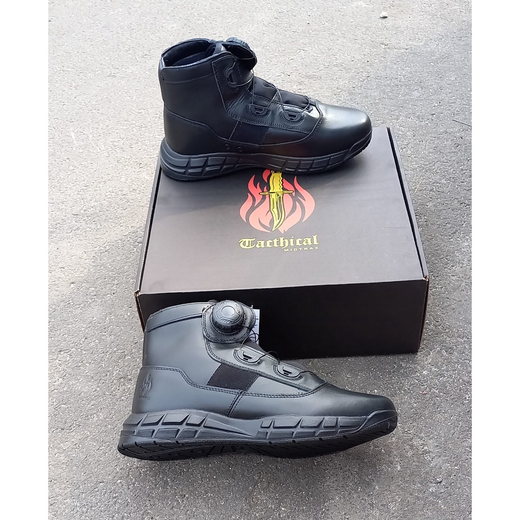 Sepatu PDH tali putar Tactical doff - midtrack sepatu lantas