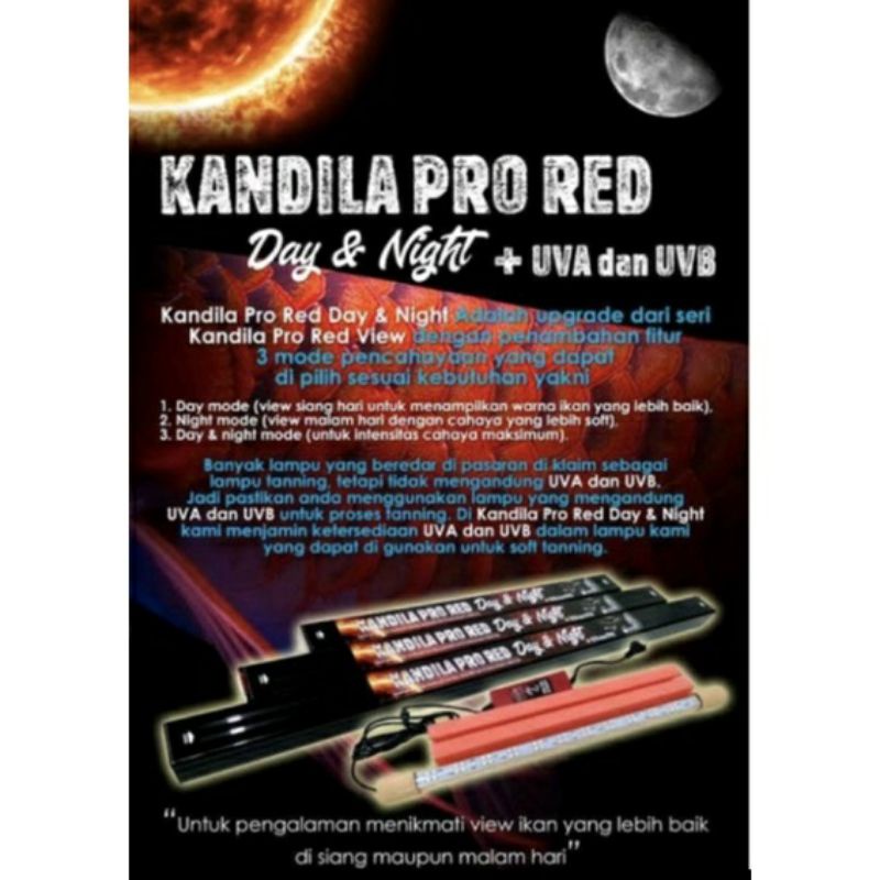 LAMPU LED KANDILA PRO RED DAY AND NIGHT UV A UV B VIEW PLUS 1000 LAMPU T8 KANDILA