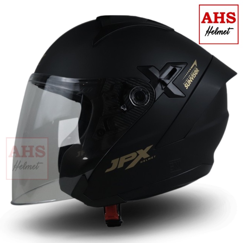 HELM NJS KAIROZ HALF FACE KAIROS POLOS STANDARD SNI-JPX NOVA HITAM DOFF
