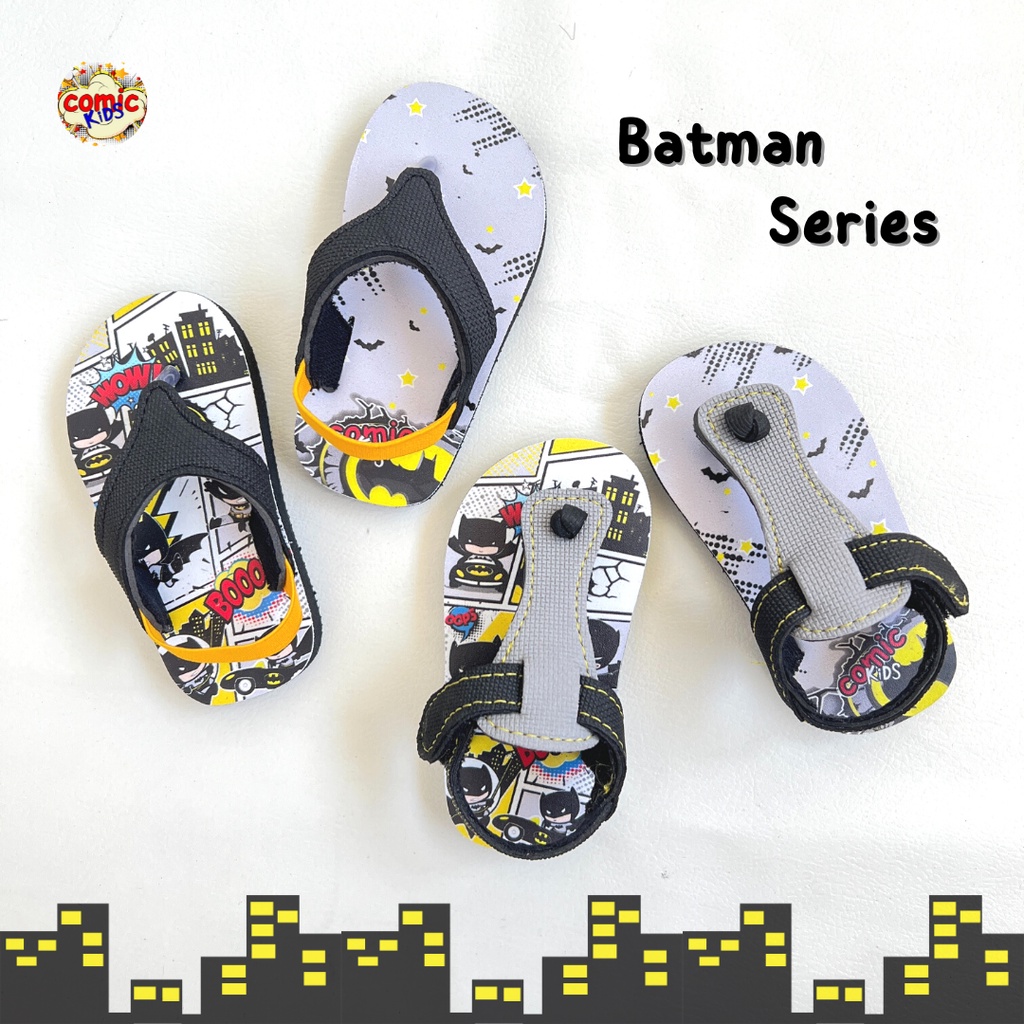 Sandal Jepit Anak Batman / Sandal Anak Laki Laki / Sandal Anak Ringan / Sandal Baru / COMICKIDS - BATMAN COMIC