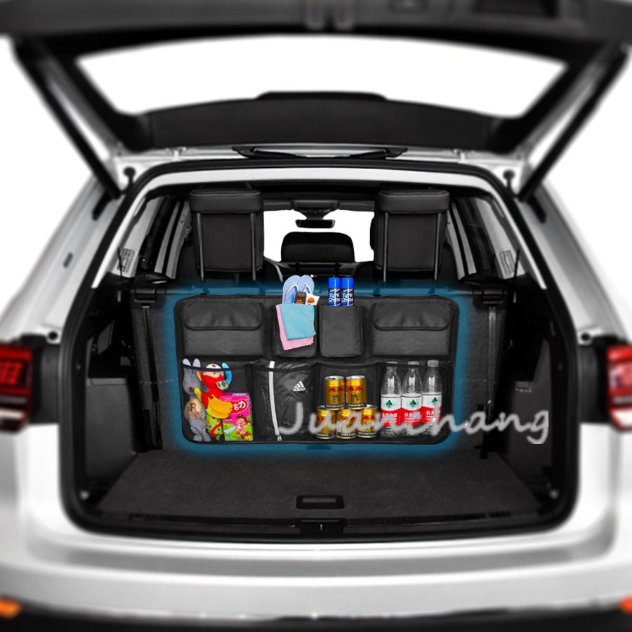 Tas Penyimpanan Universal Bahan Kain Oxford Kapasitas Besar Dapat Disesuaikan Untuk Kursi Belakang Mobil