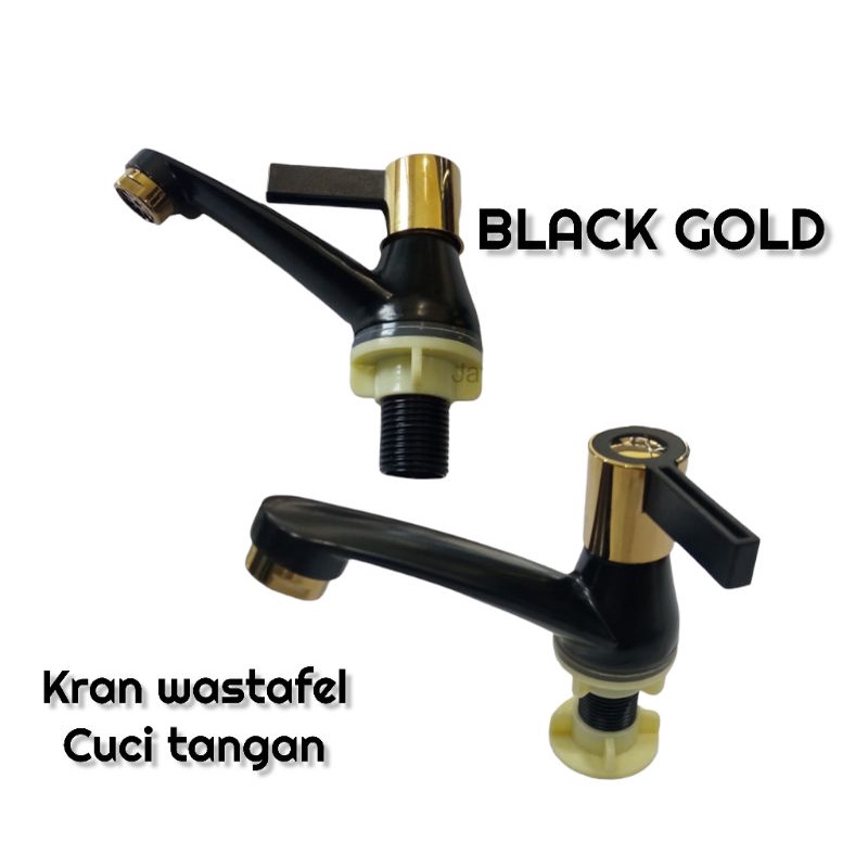 Kran wastafel keran cuci tangan Stainless Geser Engkol Black Gold Murah