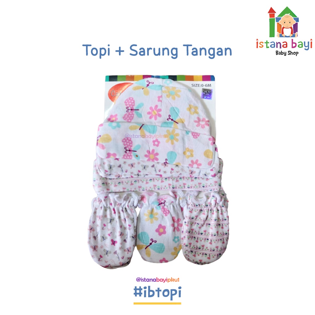 Catell Love Topi + Sarung Tangan Bayi  Isi 3 - Topi Set Bayi