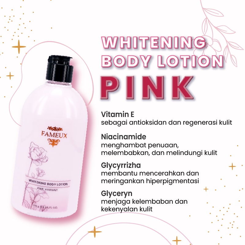 FAMEUX Whitening Body Lotion - Body Cream - Lotion Goat Milk Pomegranate Pink White 250gr