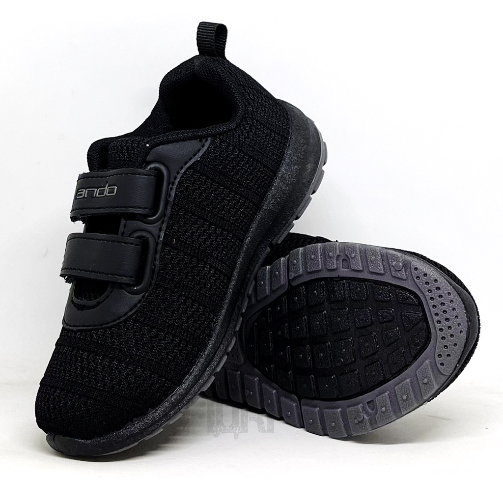 FIURI - ANDO ORIGINAL -  REBECCA PEREKAT 29-36 FULL HITAM - SEPATU SNEAKERS KANVAS SOL KARET ANAK KECIL PEREMPUAN  - SEPATU KETS LUCU FASHION TRENDY - SEPATU SEKOLAH PAUD TK SD KRETEKAN PEREKAT CEWEK MURAH PROMO DISKON BONUS KAOS KAKI