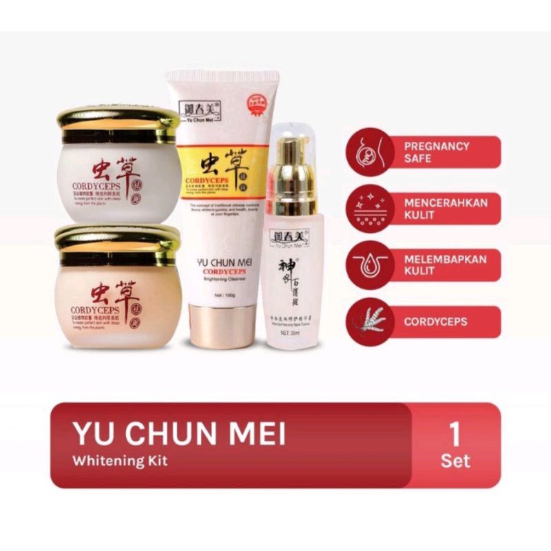 Paket Cream Yu Chun Mei 4 in 1Whitening Pkt Cordycepas ORIGINAL BPOM