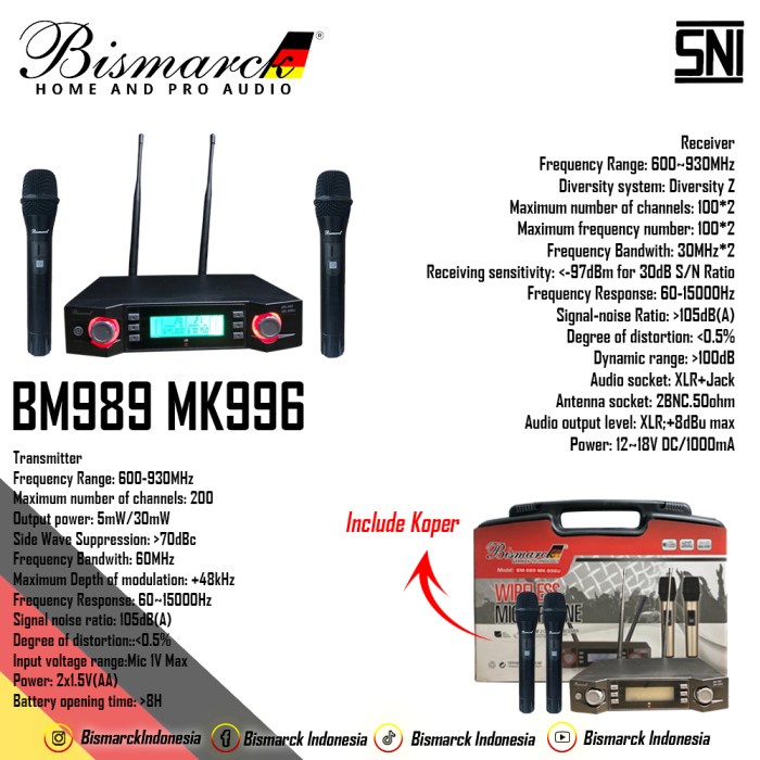 Professional Wireless Microphone BM989 MK996
