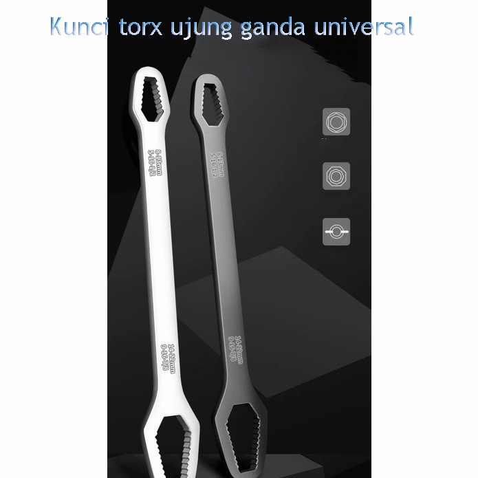 (Dalam stok, dikirim dari Jakarta)Universal plum blossom wrench berkepala dua self-tightening adjustable kacamata kunci pas papan 8-22mm dengan dua berbentuk khusus multi-tujuan, mobil, sepeda motor, perbaikan sepeda, rumah tangga