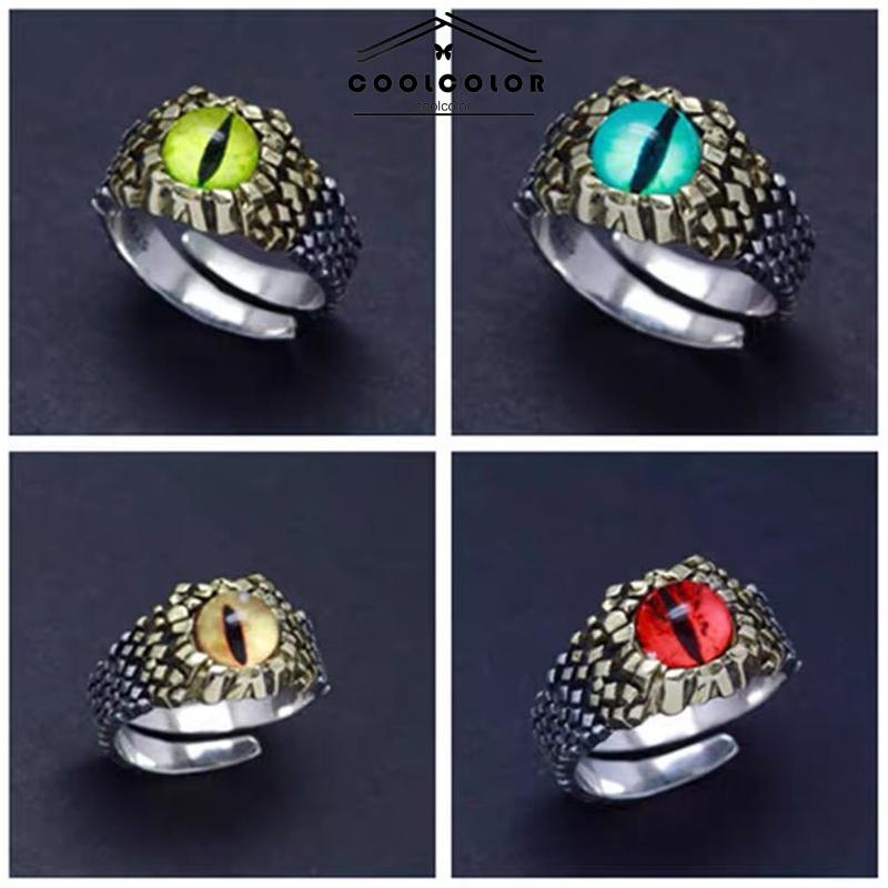 COD❤️2022 Cincin Pria Desain Mata Merah Bahan Metal Gaya Retro Punk Rock Untuk Pesta Motor- cl