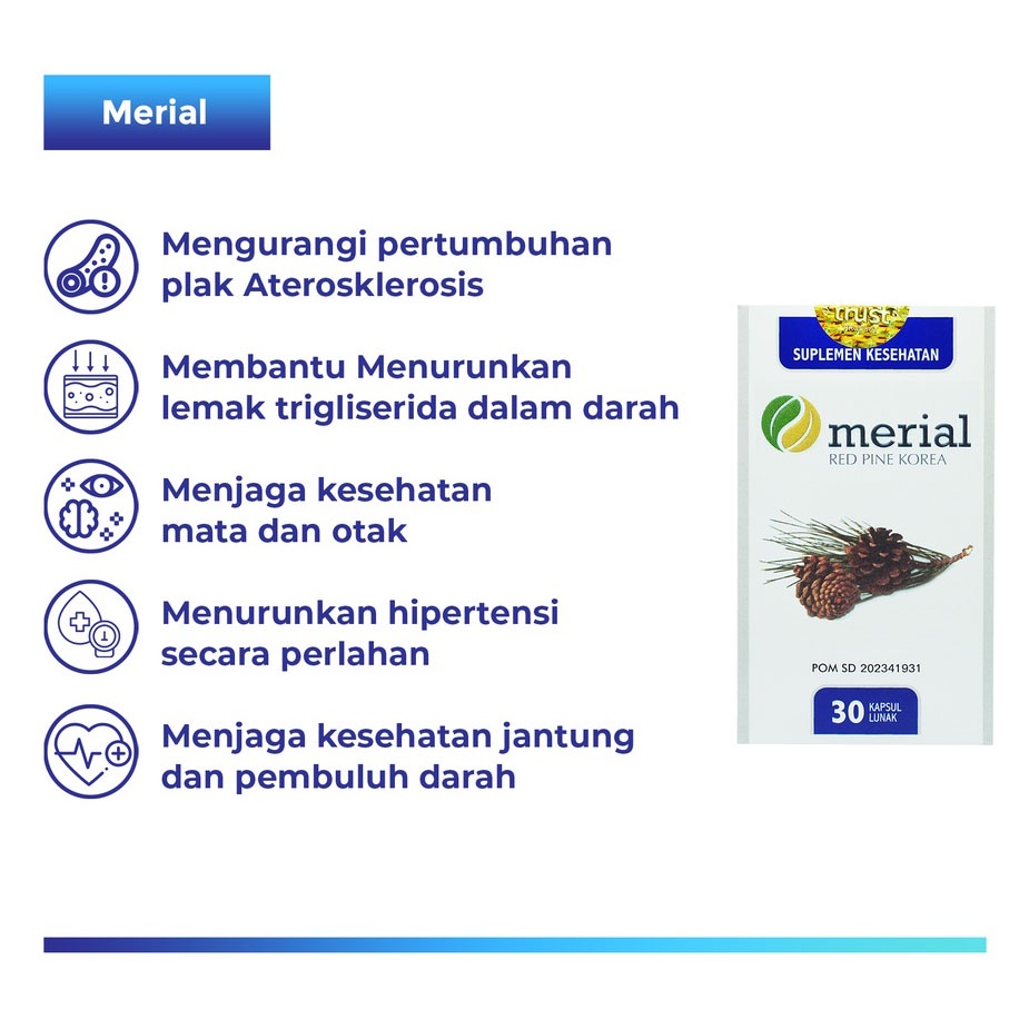 MERIAL Fish Oil Obat Kolesterol Herbal / Merial Red Pine Korea Pinus Merah / Suplemen Makanan Merial Obat Kolestrol Ampuh @30 Kapsul