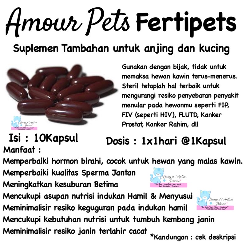 Amour – Fertipets | Vitamin Reproduksi: Birahi, Hamil, Menyusui (Kucing/Anjing)