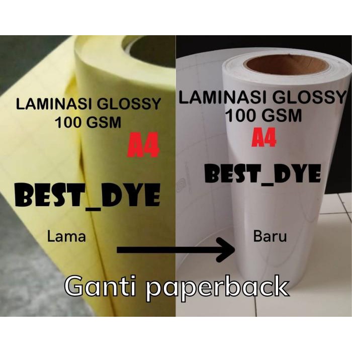 

Plastik Laminasi Dingin Glossy 100 GR, A4= 21Cm x 45M, 1 Roll= 50 Yard