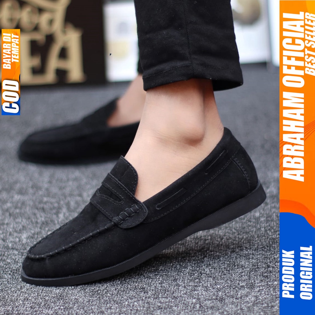 Sepatu Formal Kerja Casual Pantofel Hitam Pria Abraham Domin