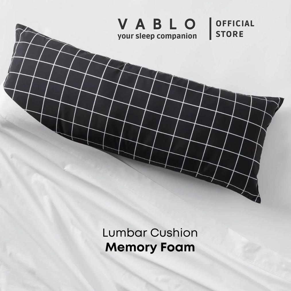 VABLO BANTAL LUMBAR CUSHION MEMORY FOAM MICRO - MOTIF HITAM - PREMIUM CUSHION PILLOW MURAHHHH...,,,,