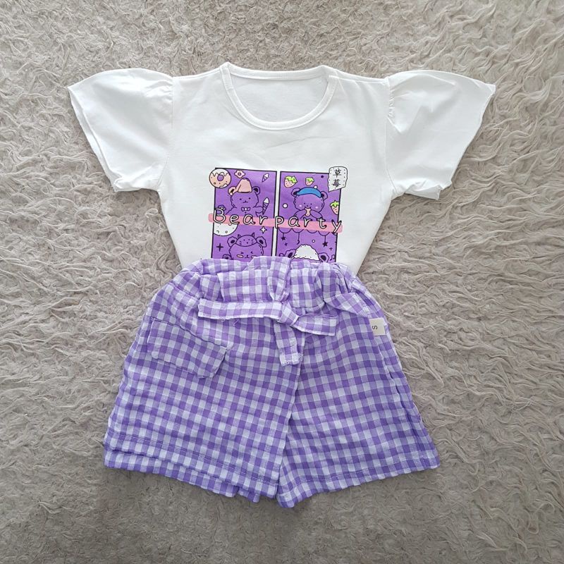 Baju Anak Perempuam Import gingham skort