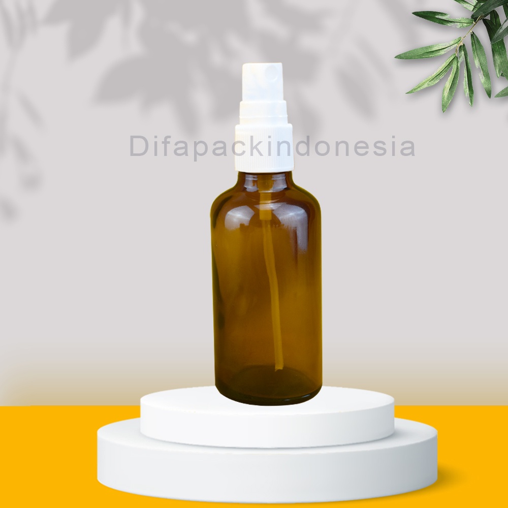 Botol kaca 50ml spray putih body coklat tebaaalll