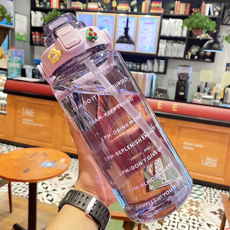 0BOTOL PELANGI/ MOTIVASI UK.2000 ML# BOTOL MINUM VIRAL# BOTOL MINUM 2 LITER  PLUS STIKER ( BENING)